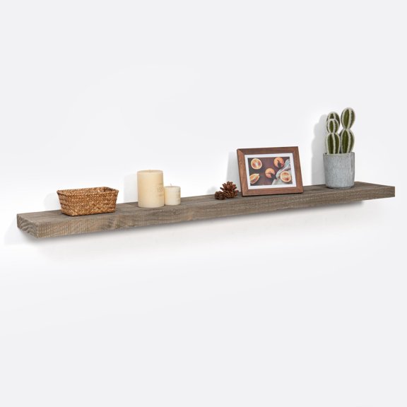 FLYJOE Floating Shelves, 8 Inch Deep Rustic Solid Reclaimed Wood Wall Shelves for Storage, Wall Mounted Display Shelving with Invisible Heavy-Duty Metal Bracket, 24 Inch Width Set of 2, Cement Grey