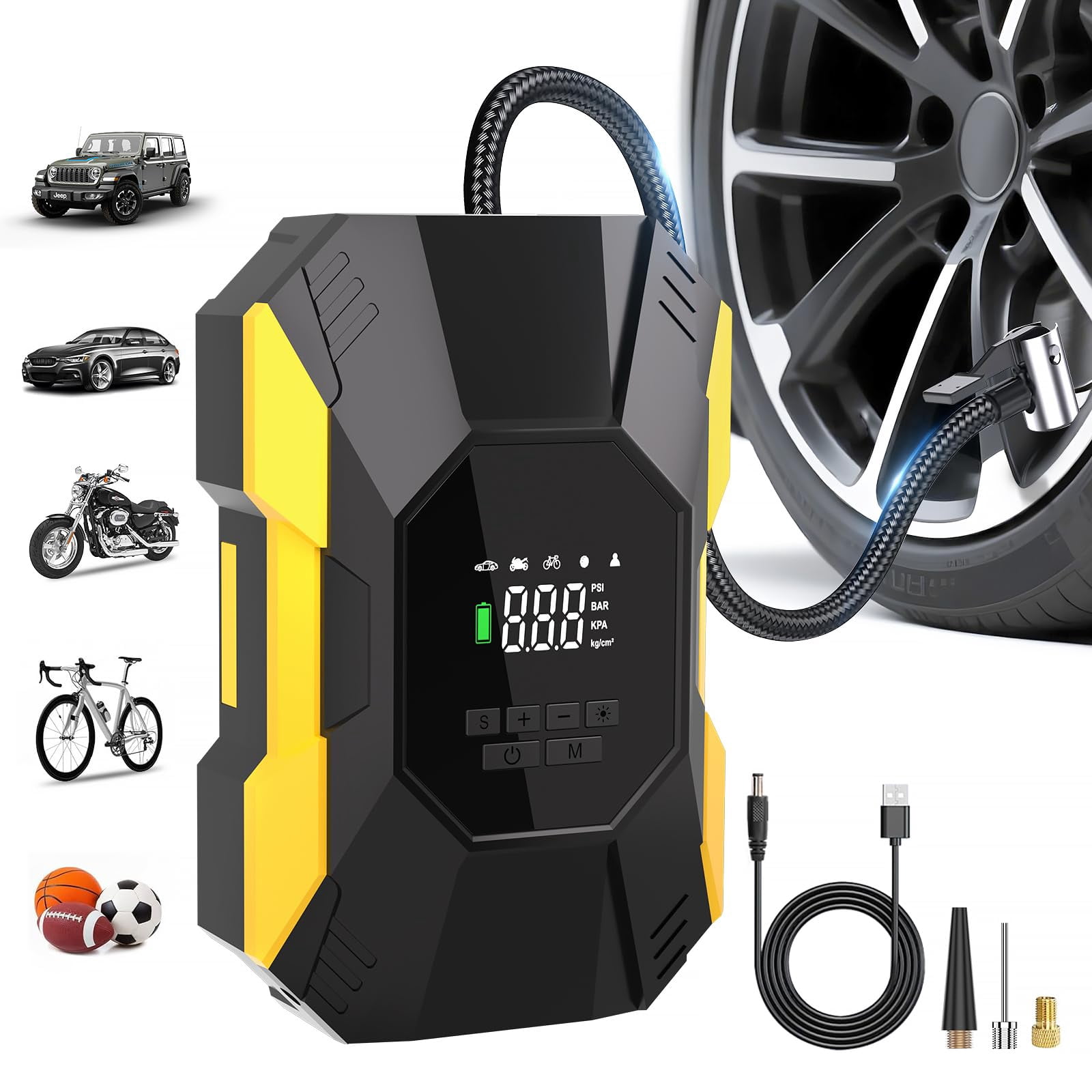 FLYKID Tire Inflator Portable Air Compressor - 5X Faster 150PSI ...