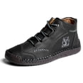 thumbnail image 1 of FLYLAND Hand-Stitching Leather Men Shoes Casual Vintage Chukka Ankle Boots Patent Retro Men's Botas Shoes Slip On Fashion Hombres Flats Moccasins Big Size US13, 1 of 6