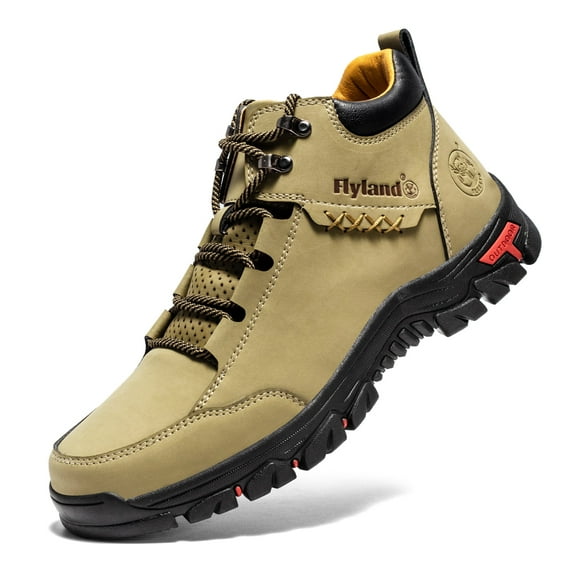 FLYLAND Men Hiking Shoes Waterproof Non-slip Sport Shoes Casual Leatehr Camping Shoes Outdoor Sneakers for Men US13