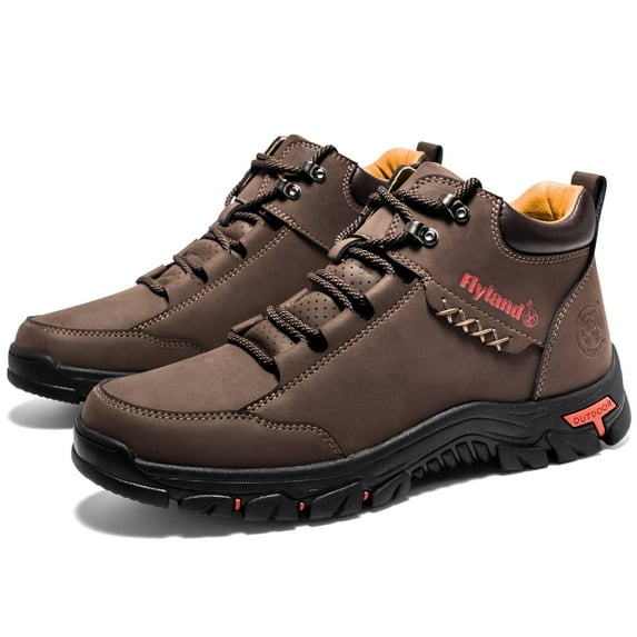 FLYLAND Men Hiking Shoes Waterproof Non-slip Sport Shoes Casual Leatehr Camping Shoes Outdoor Sneakers for Men US13