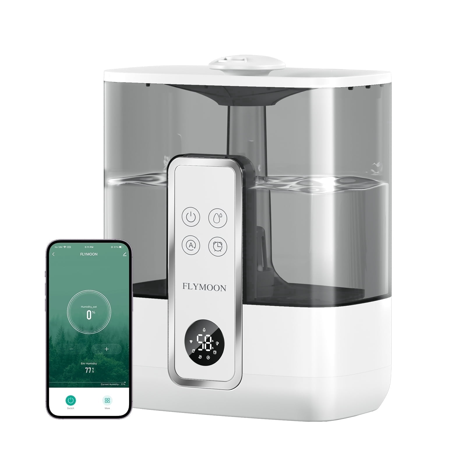 FLYMOON Cool Mist Humidifier for Bedroom, Top Fill Humidifier with 5L ...