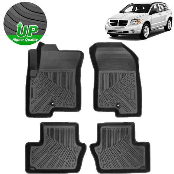 FLYMOTOR Floor Mats Fit for 2007-2012 Dodge Caliber/2007-2017 Jeep Compass (Old Body Style) All Weather Floor Liners 1st & 2nd Row Set Protection