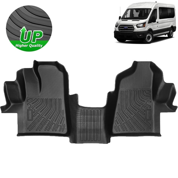 FLYMOTOR Floor Mats Fit for 2015-2021 Ford Transit 150/250/350HD (No Transit Connect) All Weather Floor Liners 1st Row 1 Piece