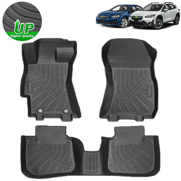 FLYMOTOR Floor Mats Fit for 2018-2023 Subaru Crosstrek/2017-2023 Subaru Impreza All Weather Floor Liner 1st & 2nd Row High Edge TPE Heavy Duty