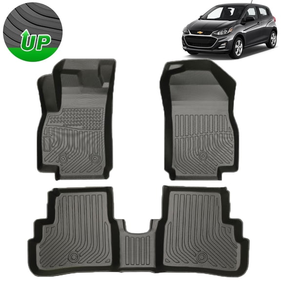 FLYMOTOR Floor Mats Fit for Chevrolet Spark 2016-2020 Floor Liners 5-Seat All Weather Protection 1st & 2nd Row High Edge Non-Slip Floor Liners
