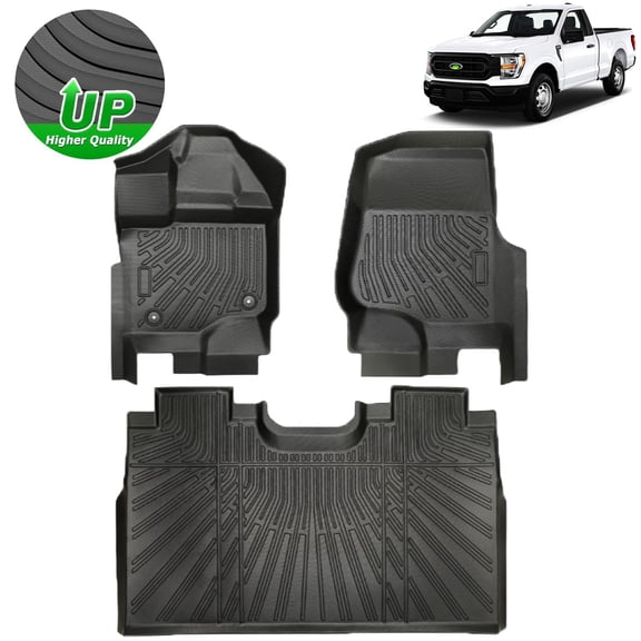FLYMOTOR Floor Mats Fit for Ford F150 Lightning 2015-2025, All Weather Floor Liners Accessories, Durable 1st and 2nd Row Set