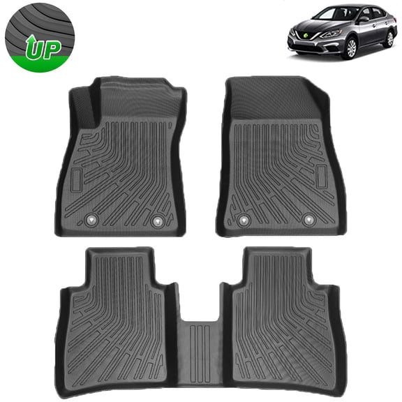 FLYMOTOR Floor Mats Fit for Nissan Sentra S/SV/SR 2014-2019 (Fit for Fuel) All Weather Floor Liner 1st and 2nd Row Full Set Heavy Duty Car Accessory