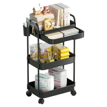 FLYOUTH 3-Tier Rolling Utility Cart with Wheels and Drawers Multi-Functional Storage Organizer for Office Bathroom Living Room Kitchen