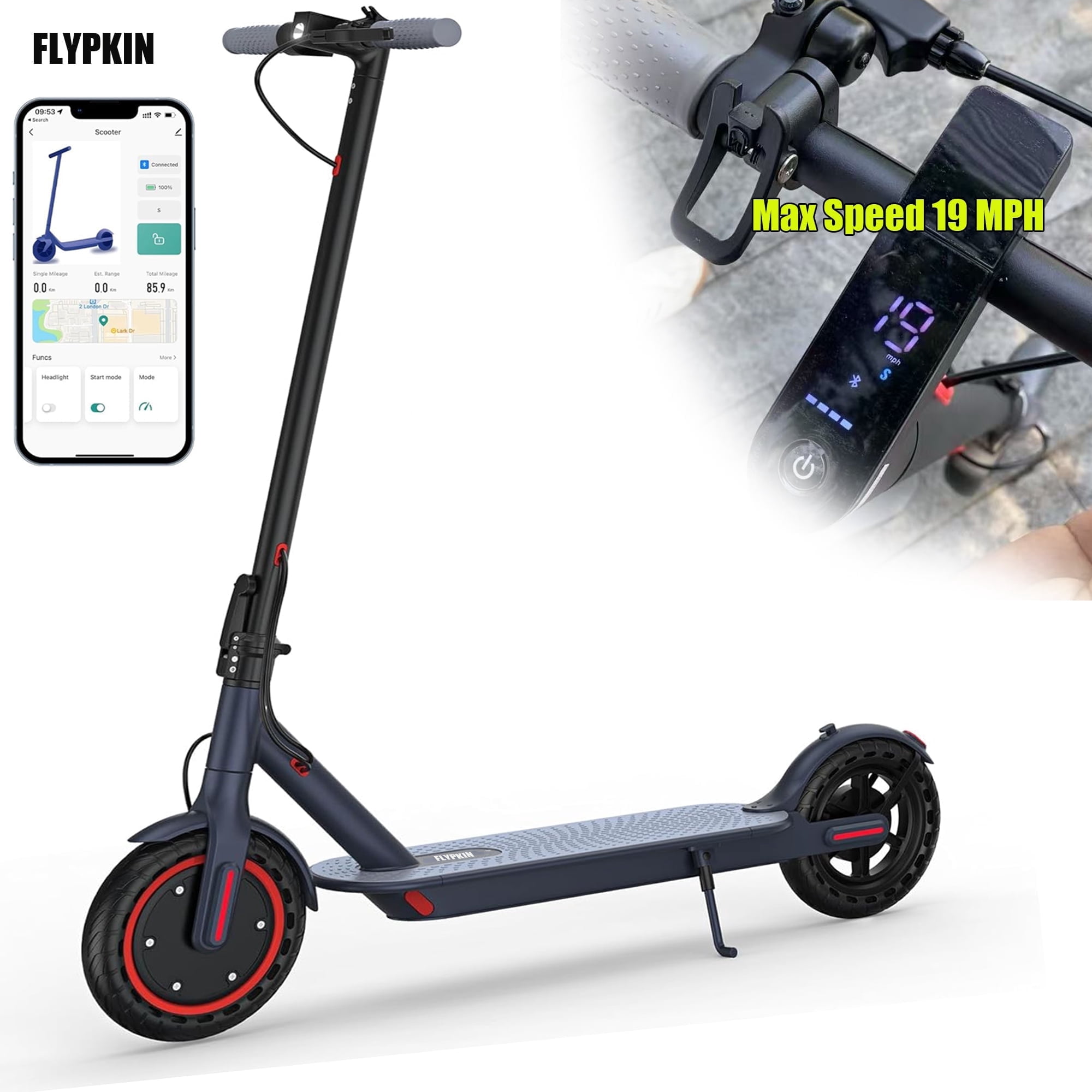 FLYPKIN FK007 350W Motor Electric Scooter,19 MPH Top Speed, 21