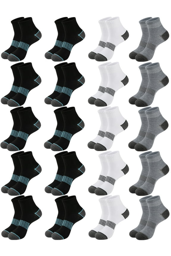20 Pairs Mens Socks Quarter High Ankle Socks
