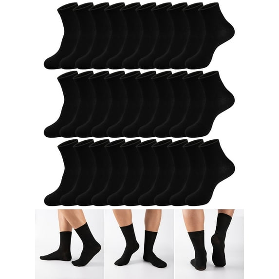 FLYRUN 30 Pairs Mens Lightweight Crew Socks Long Socks
