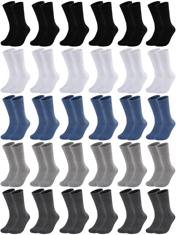 30 Pairs Mens Lightweight Crew Socks Long Socks