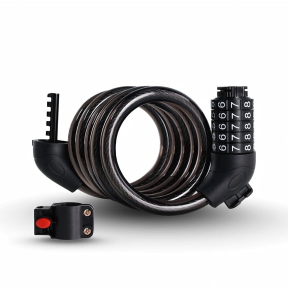 FLYRUN Combination Bike Lock, 4.9 ft Cable with 5-Digit Resettable Code, Heavy Duty Anti-Theft Security for Bicycles, E-Bikes & Scooters