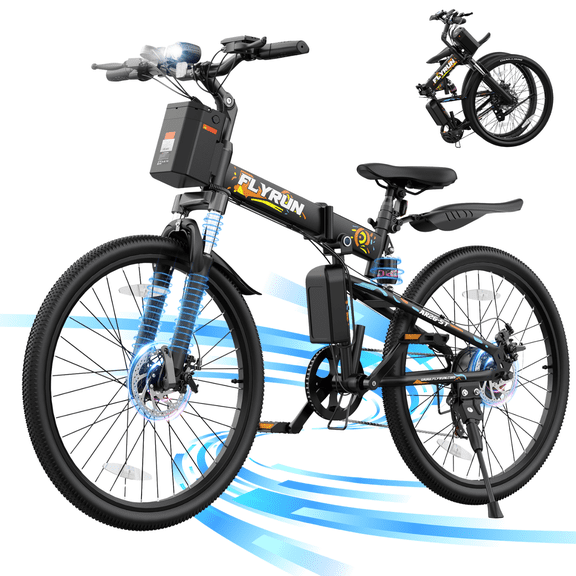 FLYRUN Electric Bike, 26" Folding Ebike for Adults Teens, Mountain Ebike,Peak 750W 48V 374.4Wh Removable Battery, Commuter E-Citybike,up to 20MPH, Cruise Control Mode,UL2849