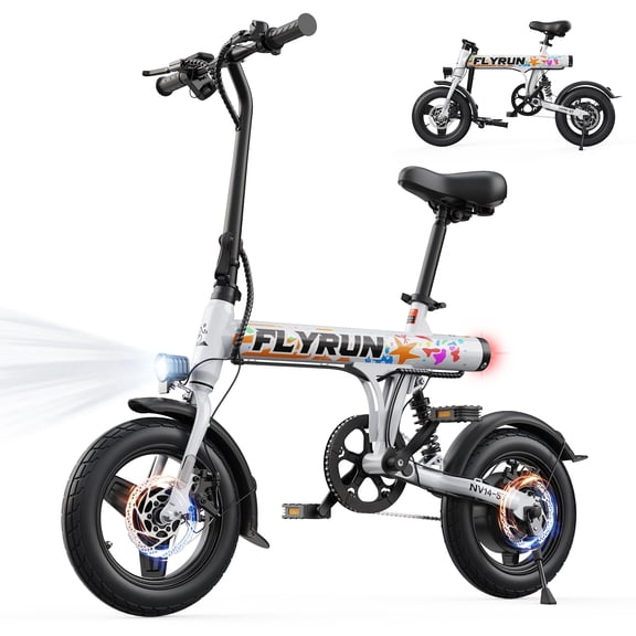 FLYRUN Folding Electric Bike, 14" Tires Ebike for Adults, 500W Peak Motor, 36V Battery, 25Mile Range,20 MPH Ebike,UL2849