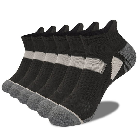 FLYRUN Mens Ankle Socks Low Cut Breathable Socks Athletic Cushioned Socks 6 Pairs