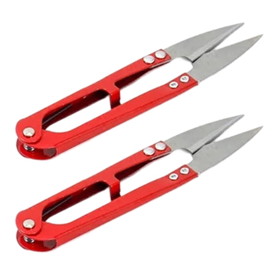 FLYSAND 1PC/2Pcs Multicolor Fishing & Sewing Scissors - U Shape Clippers for Trimming, Yarn, Embroidery, and Crafting, Durable Stainless Steel Nippers for Precise Cutting