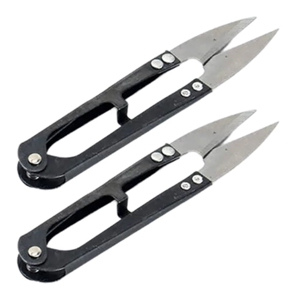 FLYSAND 1PC/2Pcs Multicolor Fishing & Sewing Scissors - U Shape Clippers for Trimming, Yarn, Embroidery, and Crafting, Durable Stainless Steel Nippers for Precise Cutting