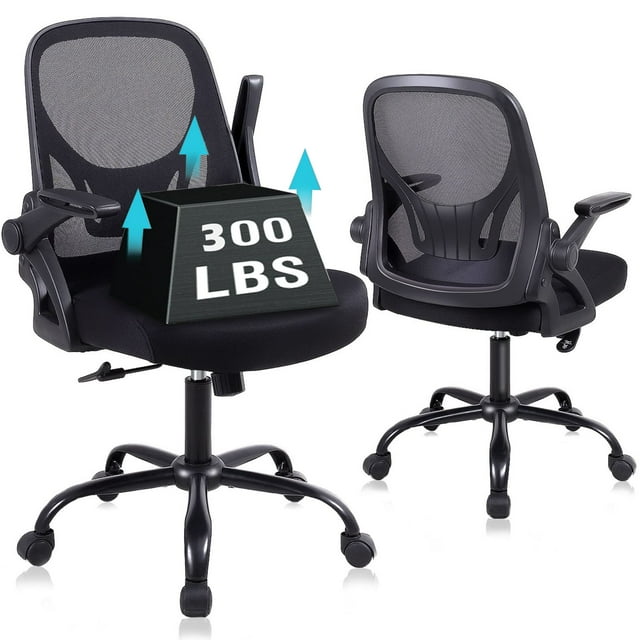 FLYSKY 300lbs Office Chair with Lumbar Support and Flipup Arms