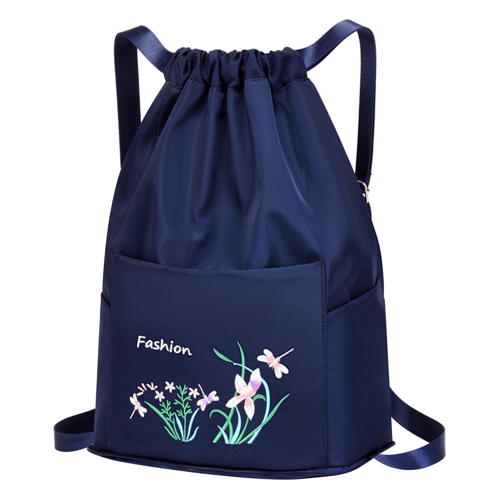 FLYUIO Foldable Drawstring Large Capacity Embroidered Backpack ...