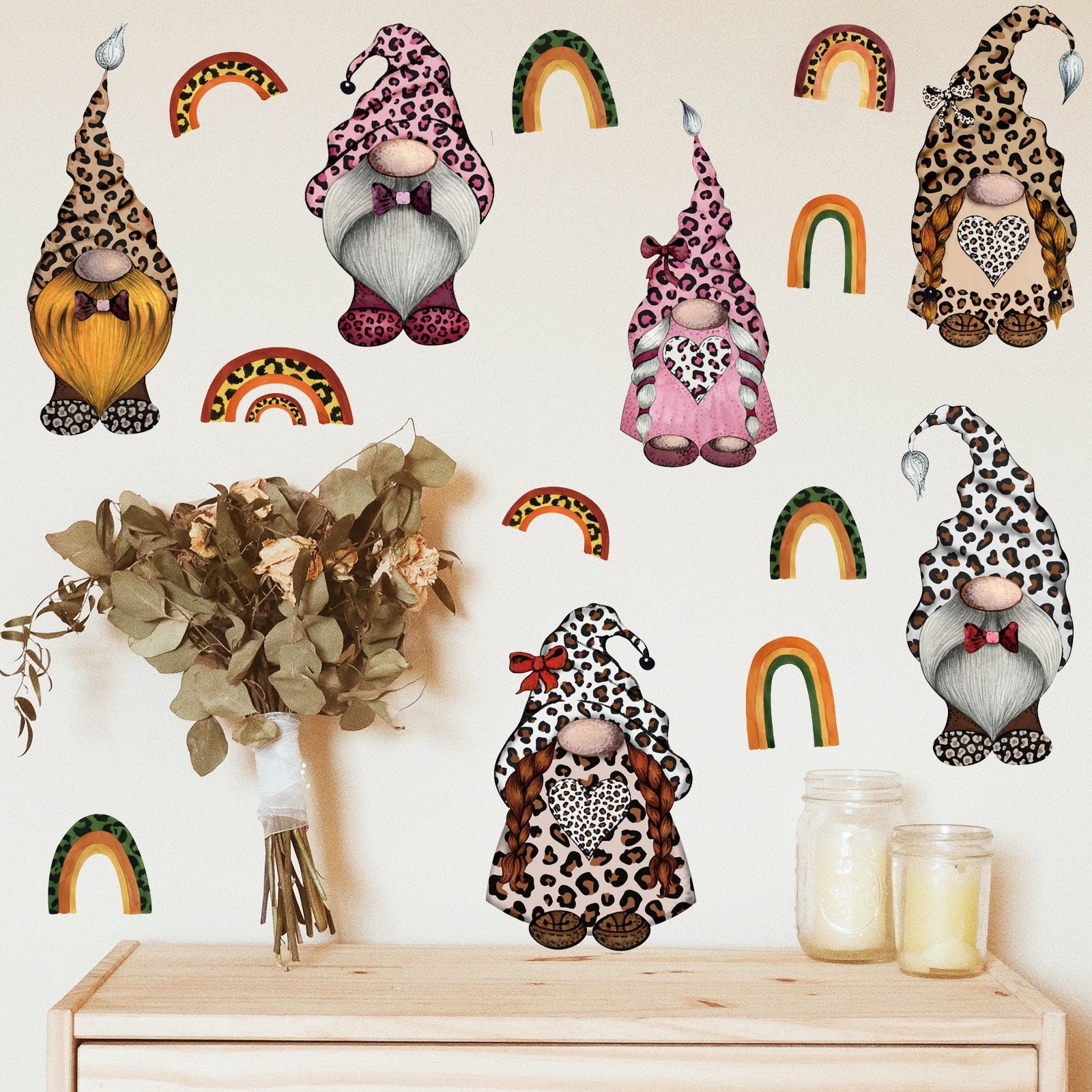 FLYUIO Leopard Dwarf Wall Decal Paper Children's Room Bedroom Bedhead