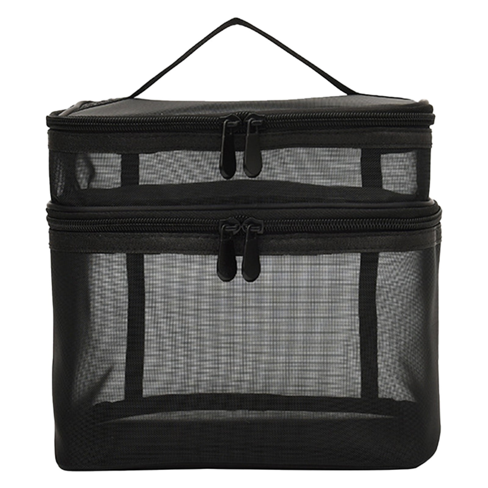 FLYUIO Mesh Cosmetic Bag Black Mesh Zipper Bag Travel Cosmetic