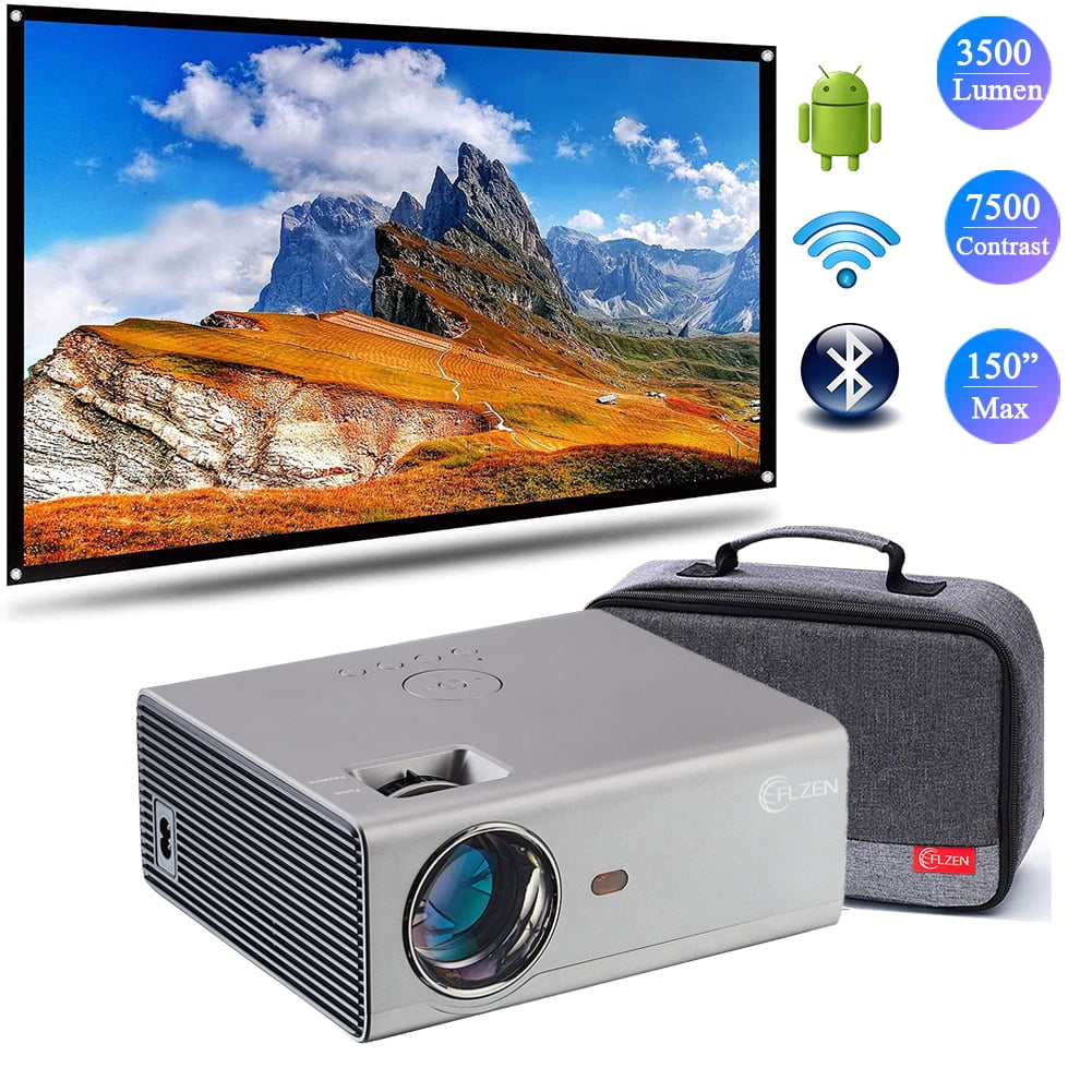 FLZEN M1A WiFi Bluetooth 720p LCD Mini Projector with HDMI Cable, Gray