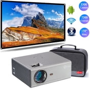 FLZEN M1A WiFi Bluetooth 720p LCD Mini Projector with HDMI Cable, Gray
