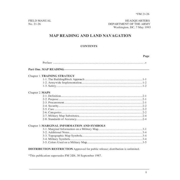 FM 21-26 Map Reading and Land Navigation 1993, by United States. Department of t (Paperback) by United States Department of the Army