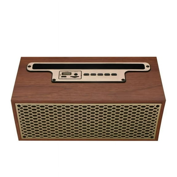 FM/AM Vintage Wood Grain Bluetooth Speaker Wireless Subwoofer Portable Radio Stereo Phone Stand Speaker