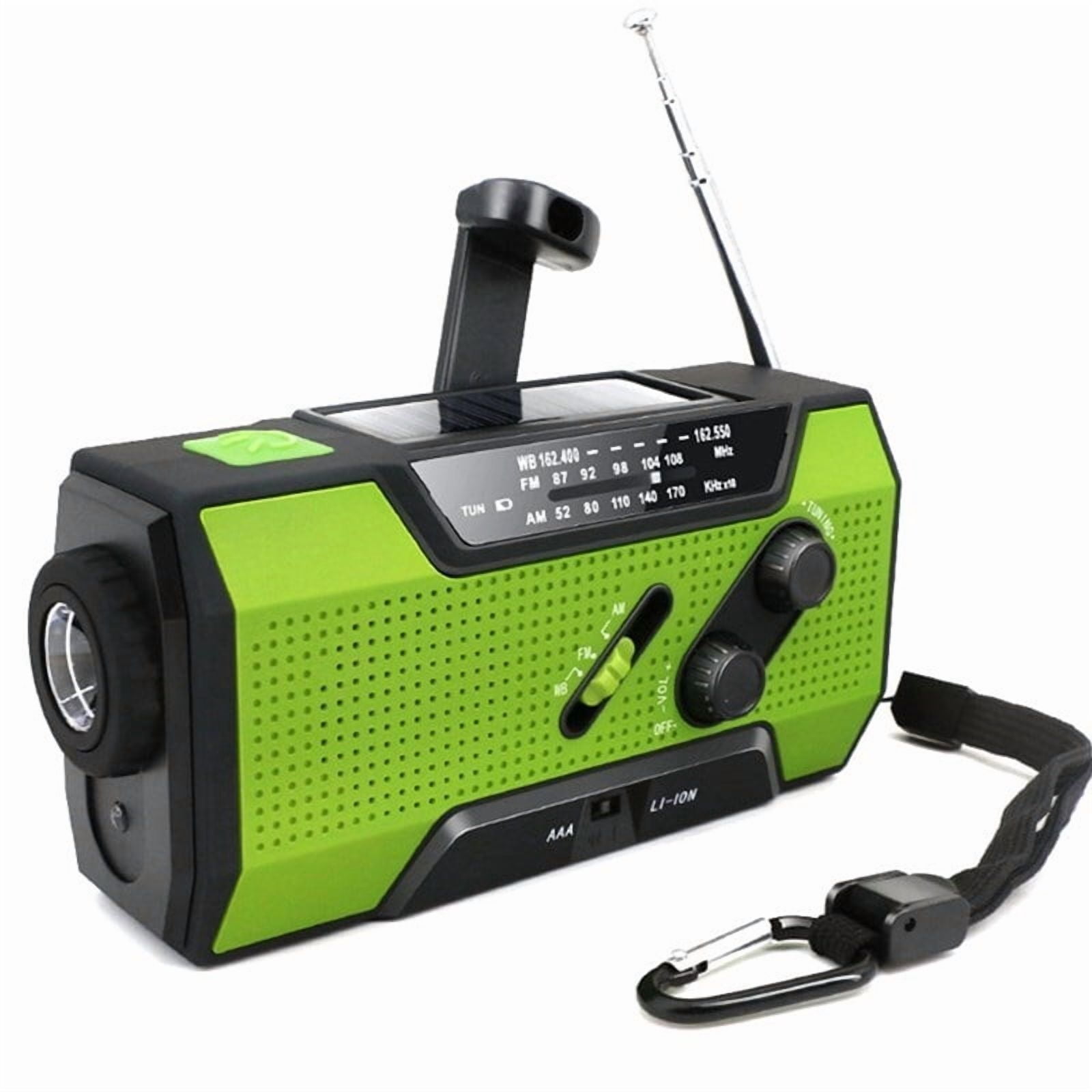 FM /AM / WB Weather Radios Emergency Flashlight 2000mAh Power Bank Multifunction Radio Solar Hand Crank ,Portable