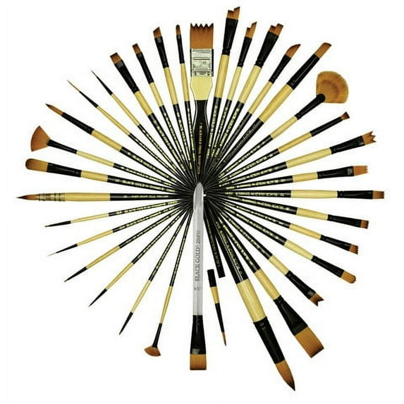 Dynasty Black Gold Brush - Deerfoot, Short Handle, Size 3/8"
