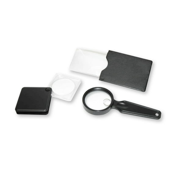 Carson ValuePak Compact Assorted Magnifiers Fresnel, Flip-Open, & Classic Magnifier Set (VP-01)