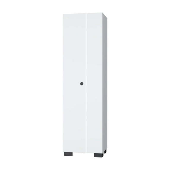 FM FURNITURE Aiken Broom Cabinet with Five Shelves Engineered Wood White