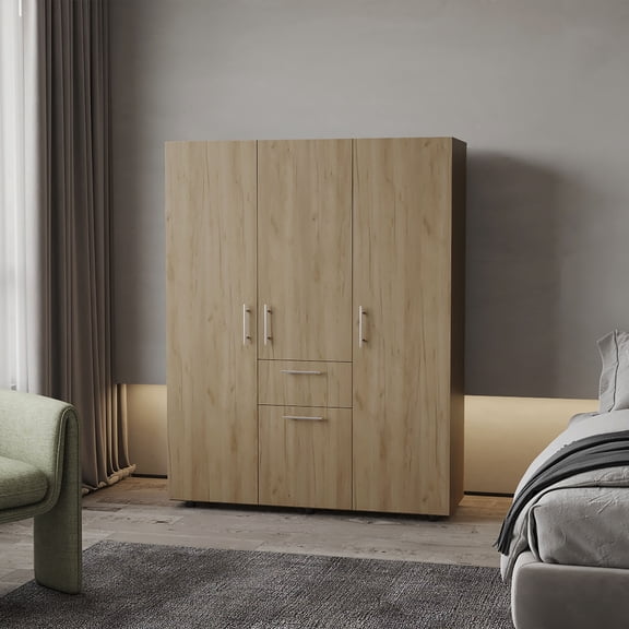 FM FURNITURE Alamo Lake Armoire Multi-storage with one Drawer, Natural Oak