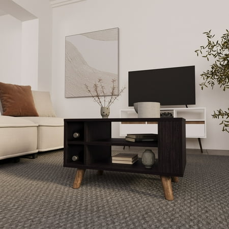 FM FURNITURE Bouse Coffee Table with Open Storage,Wengue