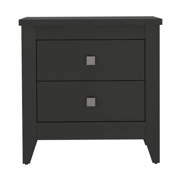 FM FURNITURE Breeze 2-Shelf Engineered Wood Nightstand in Black