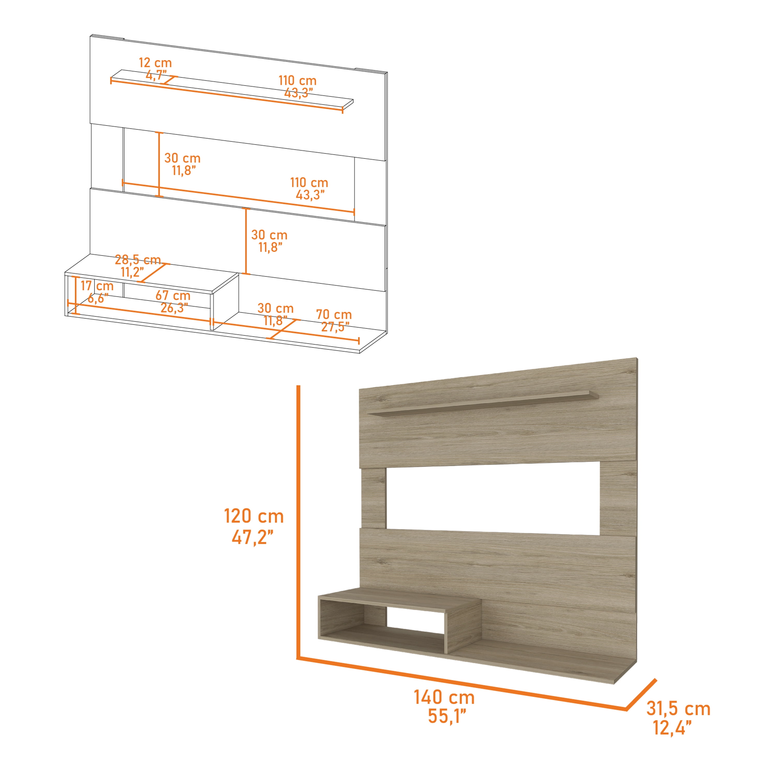 FM FURNITURE Cabos Entertainment Center Engineered Wood Light Pine