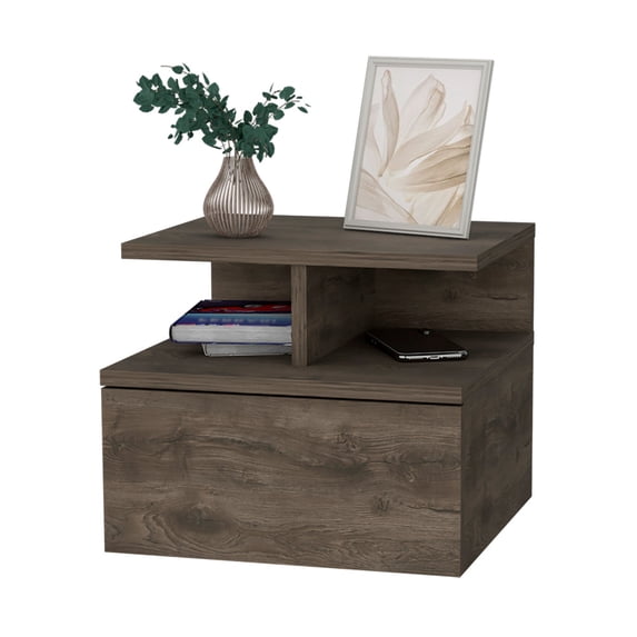 FM FURNITURE Carthage Nightstand with 1 Drawer Engineered Wood Black