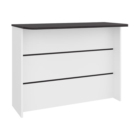 FM FURNITURE Central Kitchen Island Spacious Storage White Black Engineered Wood