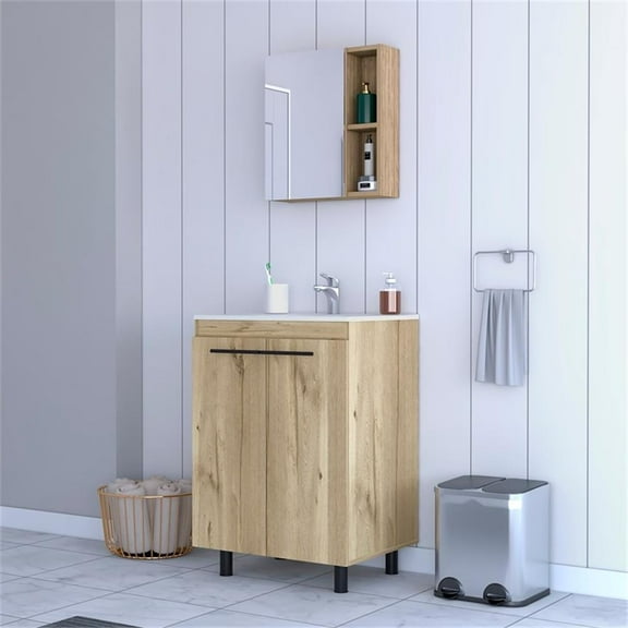 FM FURNITURE Dawson 2 Piece Bathroom Set Light Oak Engineered Wood