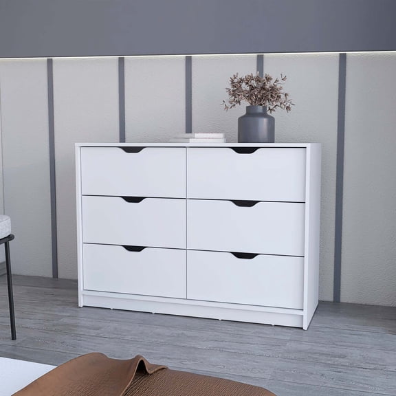 FM FURNITURE Dillon 4 Drawers Dresser, Chest of Drawers with 2 Cabinets