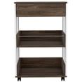 thumbnail image 1 of FM FURNITURE Dundee 2-Shelf Engineered Wood Kitchen Cart in Dark Walnut/White, 1 of 7