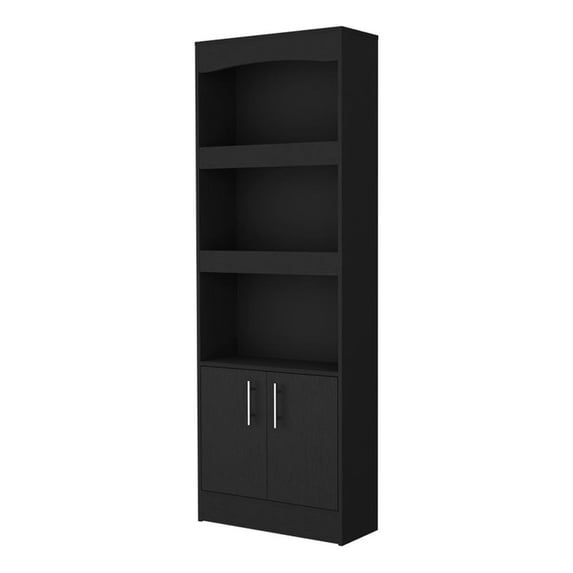 FM FURNITURE Durango Bookcase Double Door Cabinet Engineered Wood Black