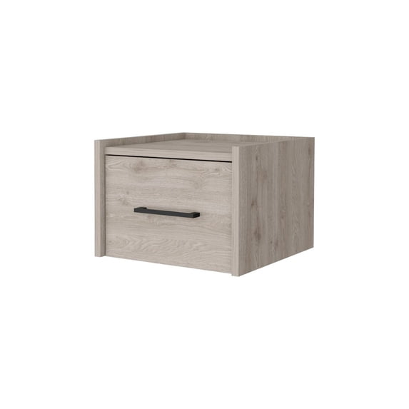 Fm Furniture Elfrida Wall-Mounted Nightstand, Sleek Single-Drawer Design, Light Gray