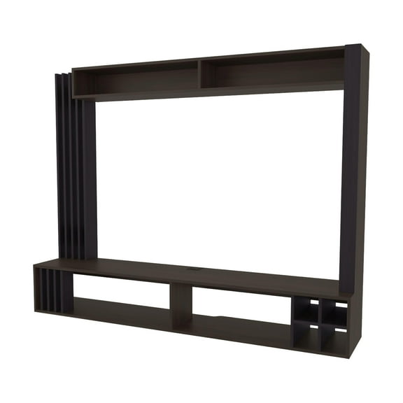 FM FURNITURE Franklin Entertainment Center with Open Storagand for Wine Wenge