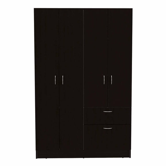 FM FURNITURE Habana Modern Wood Bedroom Armoire in Black Wenge/White