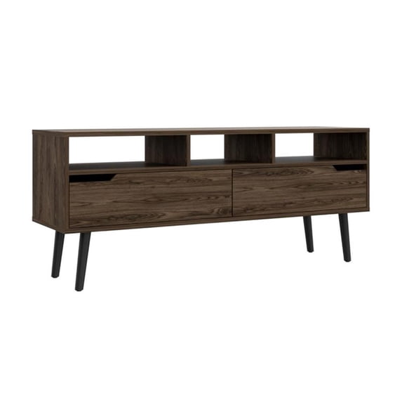 FM FURNITURE Hamburg Engineered Wood TV Stand for TVs up to 60" in Dark Walnut