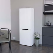 FM FURNITURE Keyser Multistorage Pantry - 5 Shelves, 4 Doors, White/Black - Storage Cabinet
